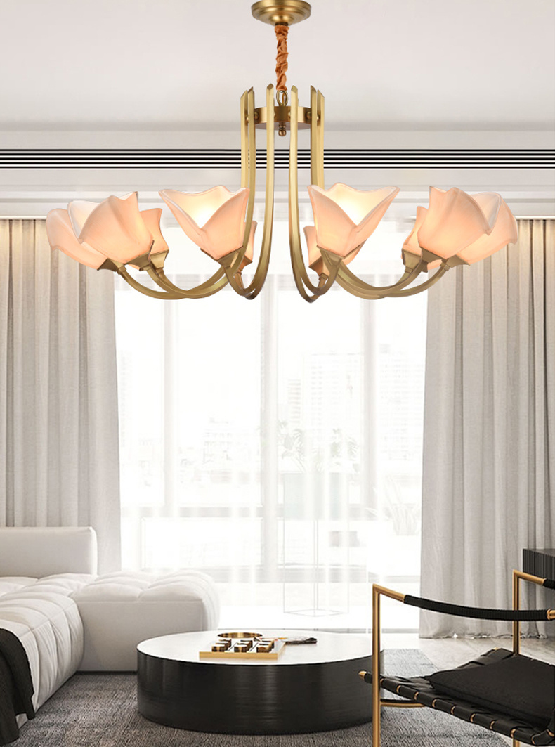 New Classical Hardware Glass Indoor Livingroom Hall Lampshade Chandelier Lustres Pendant Lamps