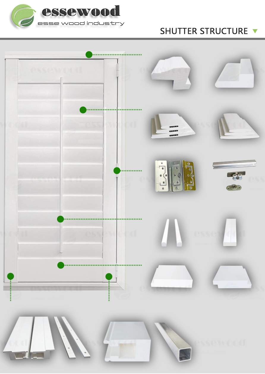 Wood or PVC Plantation Window Shutters with 89mm Louver at Low Price Shades and Shutter