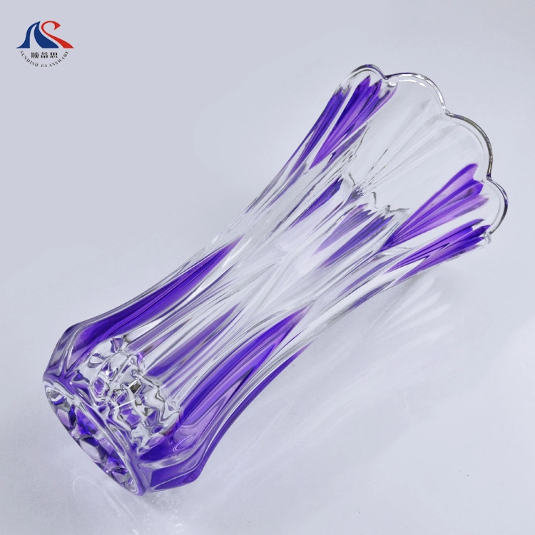 Modern Decorated Engraved Cheap Floor Tall Crystal Glass Flower Vases