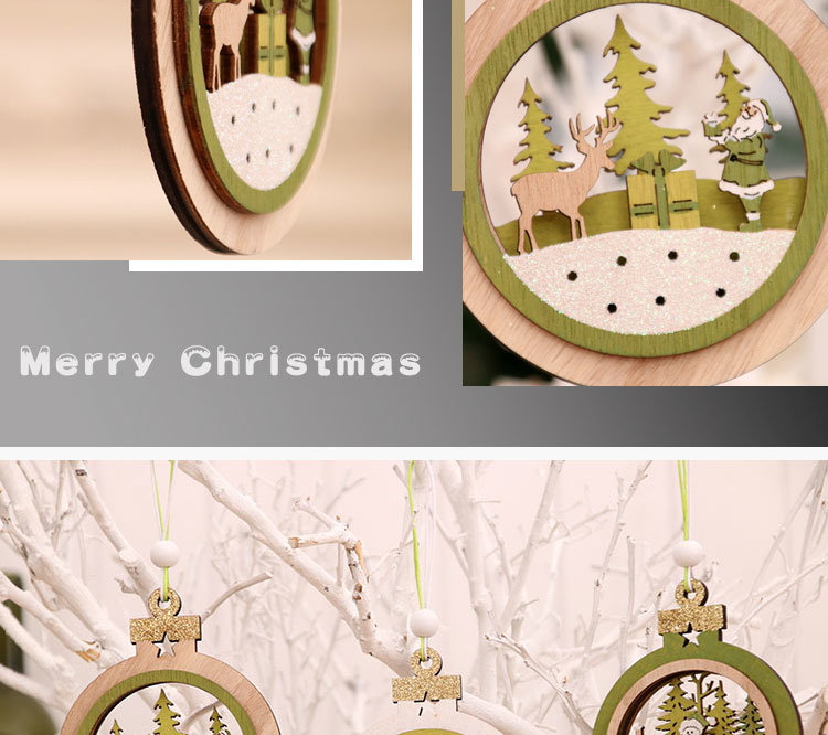 Christmas Laser Wooden Hollow 3D Pendants Christmas Tree High-End Pendants Christmas Decoration Supplies