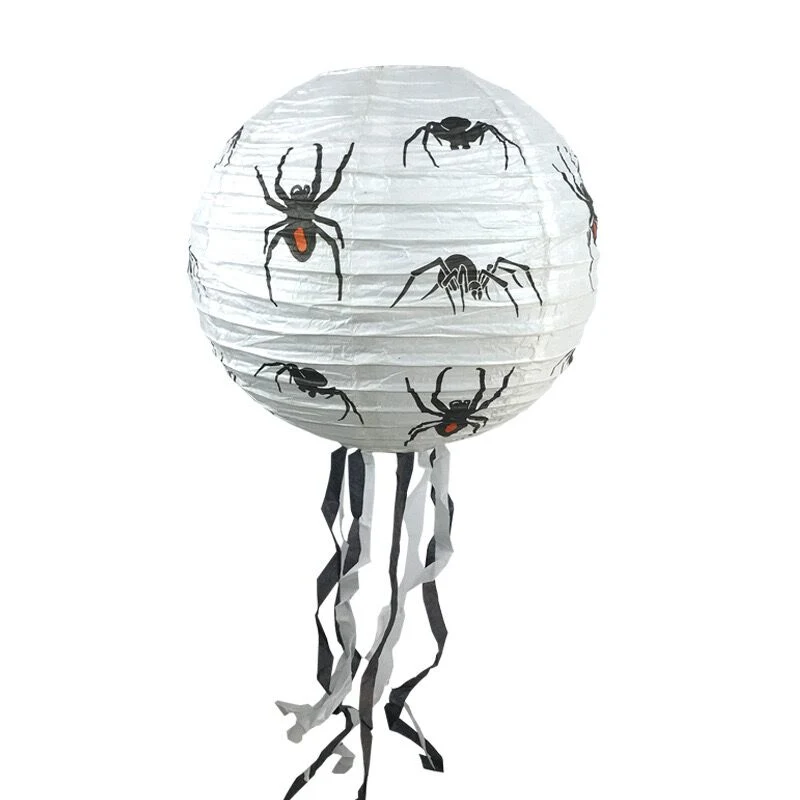 Wholesale Halloween Paper Lanterns with Its Tail Halloween Hanging Lanterns Decorative Pumpkin Lantern Spider Bat Skeleton Lantern for Halloween Party Decor