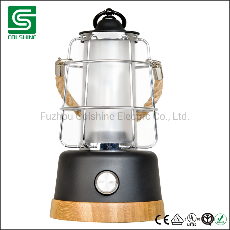 Night Reading Portable Lantern Design Bamboo Iron Frame Rechargeable Desk Lamp