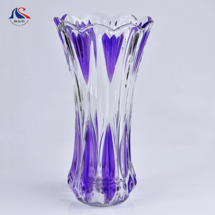 Modern Decorated Engraved Cheap Floor Tall Crystal Glass Flower Vases