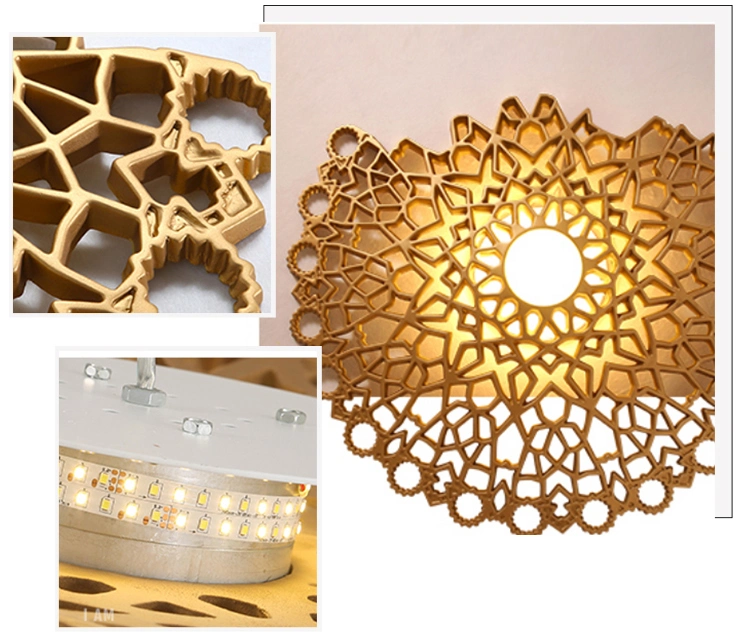 Modern Hotel Lobby Decorative Large Size Resin Gold LED Ceiling Pendant Light