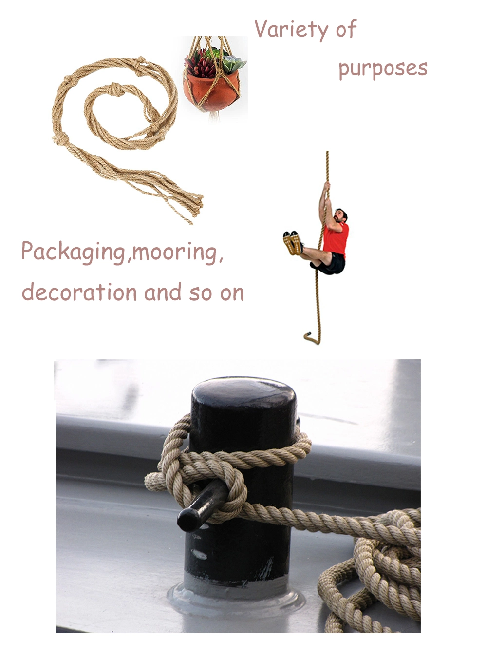 Anti-Corrosion Twisted Rope Natural Hemp Thread Rope