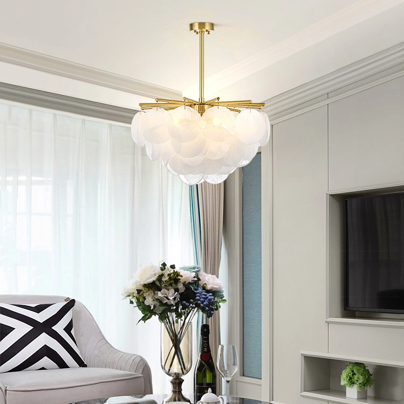 Flower Shape Design Crystal White Chandelier Pendant Lamp Living Room Lamp