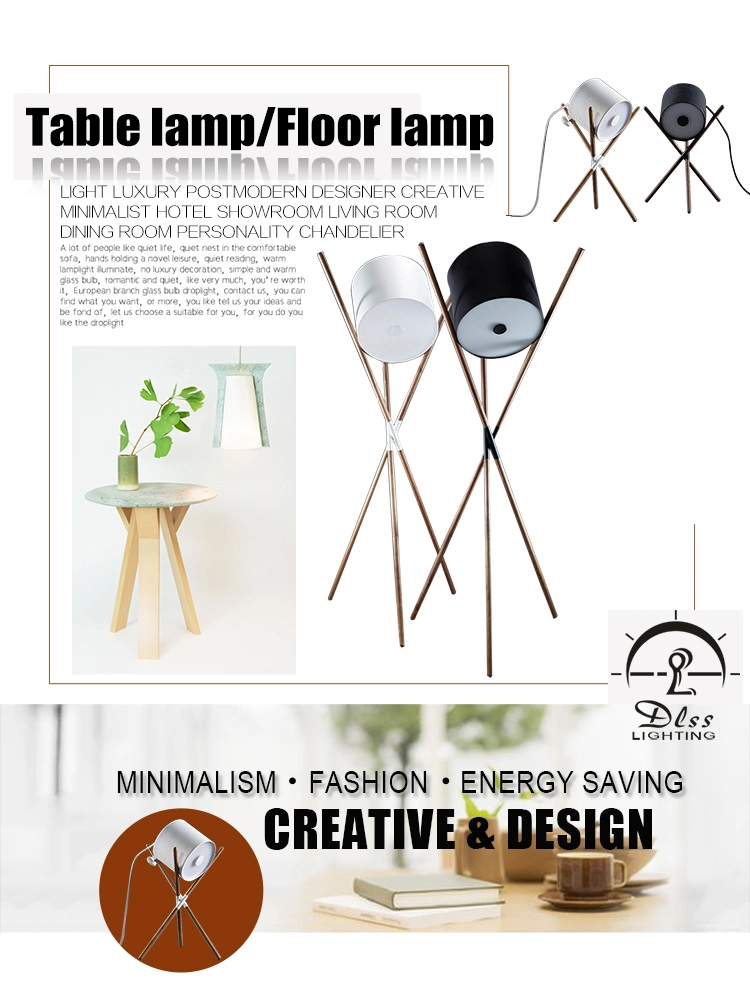 Modern Fabric Shade Floor Lamp and Wooden Tripod Fancy Stand Lamp