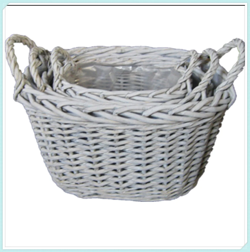 Weaved Rattan Wicker Hanging Flower Baskets for Garden