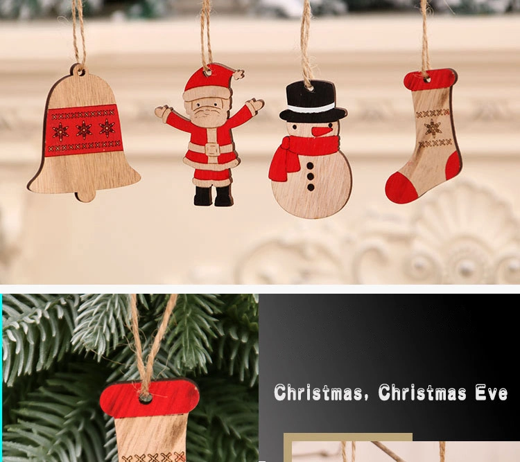 Christmas Painted Wooden Small Pendants Christmas Tree Twine Pendants Christmas Gifts