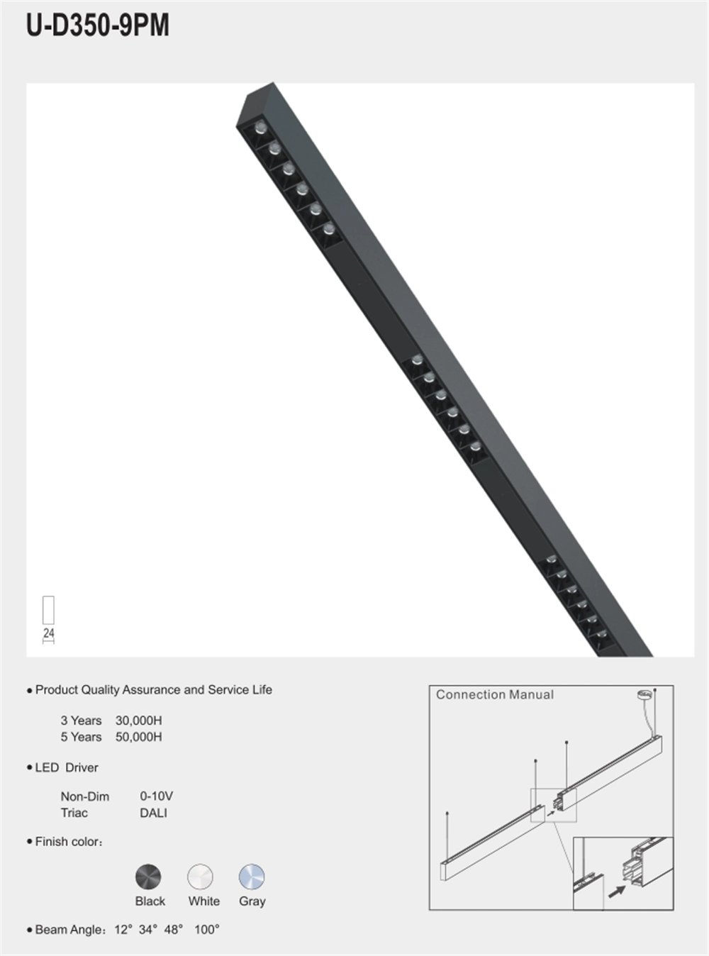 Housing up and Down Hanging Profile LED Fixture Linear Suspended Light