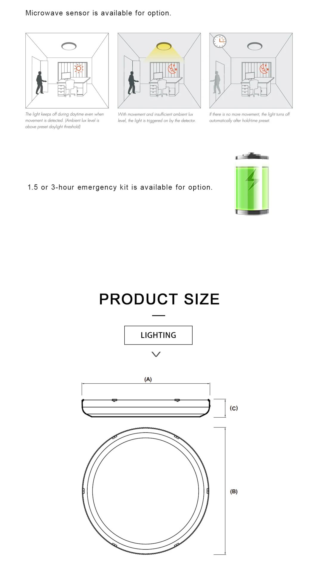 14W 20W 30W Wall Ceiling Light Microwave Sensor Ceiling Light Modern