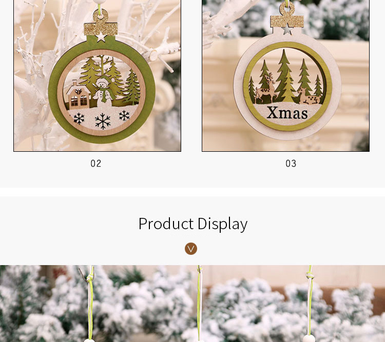 Christmas Laser Wooden Hollow 3D Pendants Christmas Tree High-End Pendants Christmas Decoration Supplies