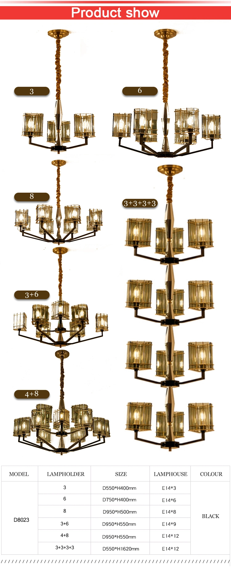 Zhongshan Lighting Factory Stainless Steel Iron Glass E14 Modern Chandelier Lighting Lamp