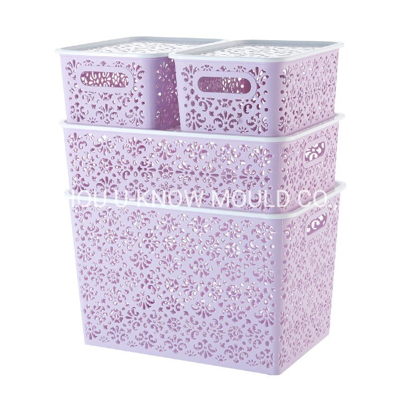 Rattan Basket Plastic Injection Mould with Lid Storage Basket Mold