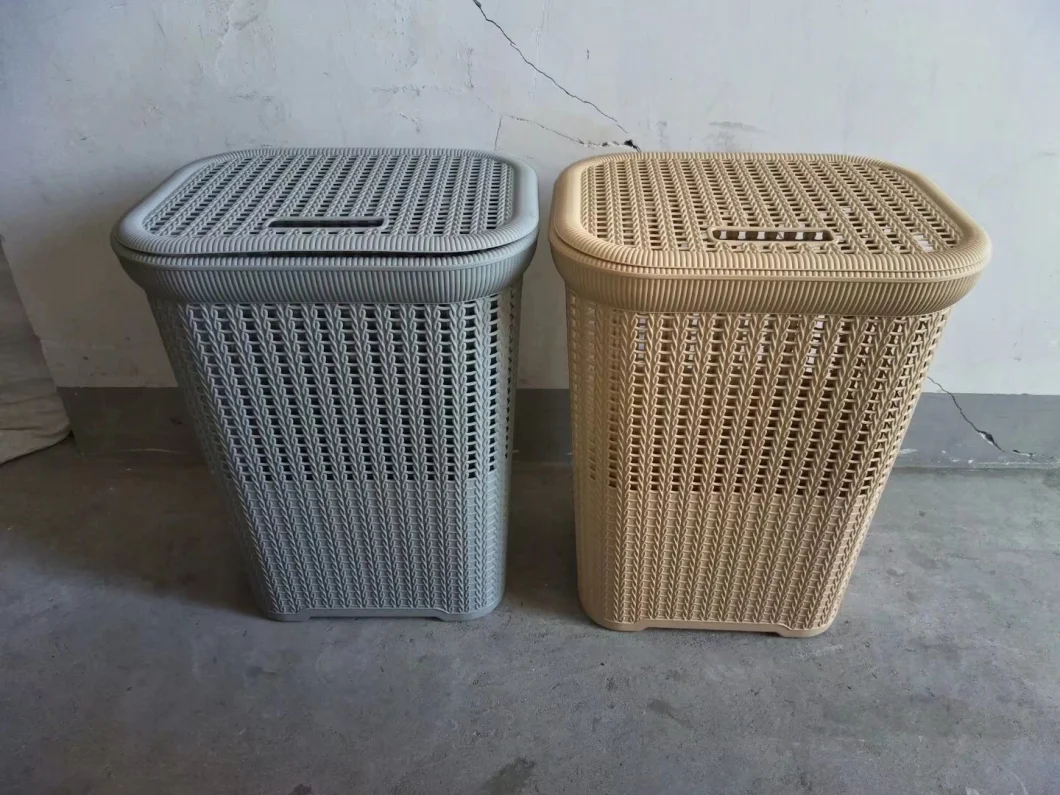 Large Plastic Rattan Storage Basket Laundry Basket Dirty Clothes Hand Basket