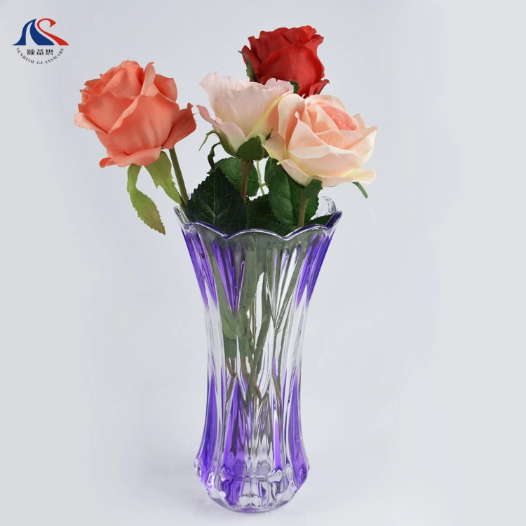 Modern Decorated Engraved Cheap Floor Tall Crystal Glass Flower Vases