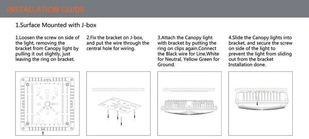 ETL FCC 70 Watt Ceiling Best LED Garage LED Canopy Light Fixtures