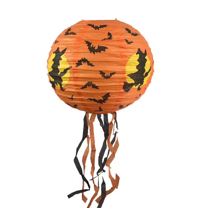 Wholesale Halloween Paper Lanterns with Its Tail Halloween Hanging Lanterns Decorative Pumpkin Lantern Spider Bat Skeleton Lantern for Halloween Party Decor