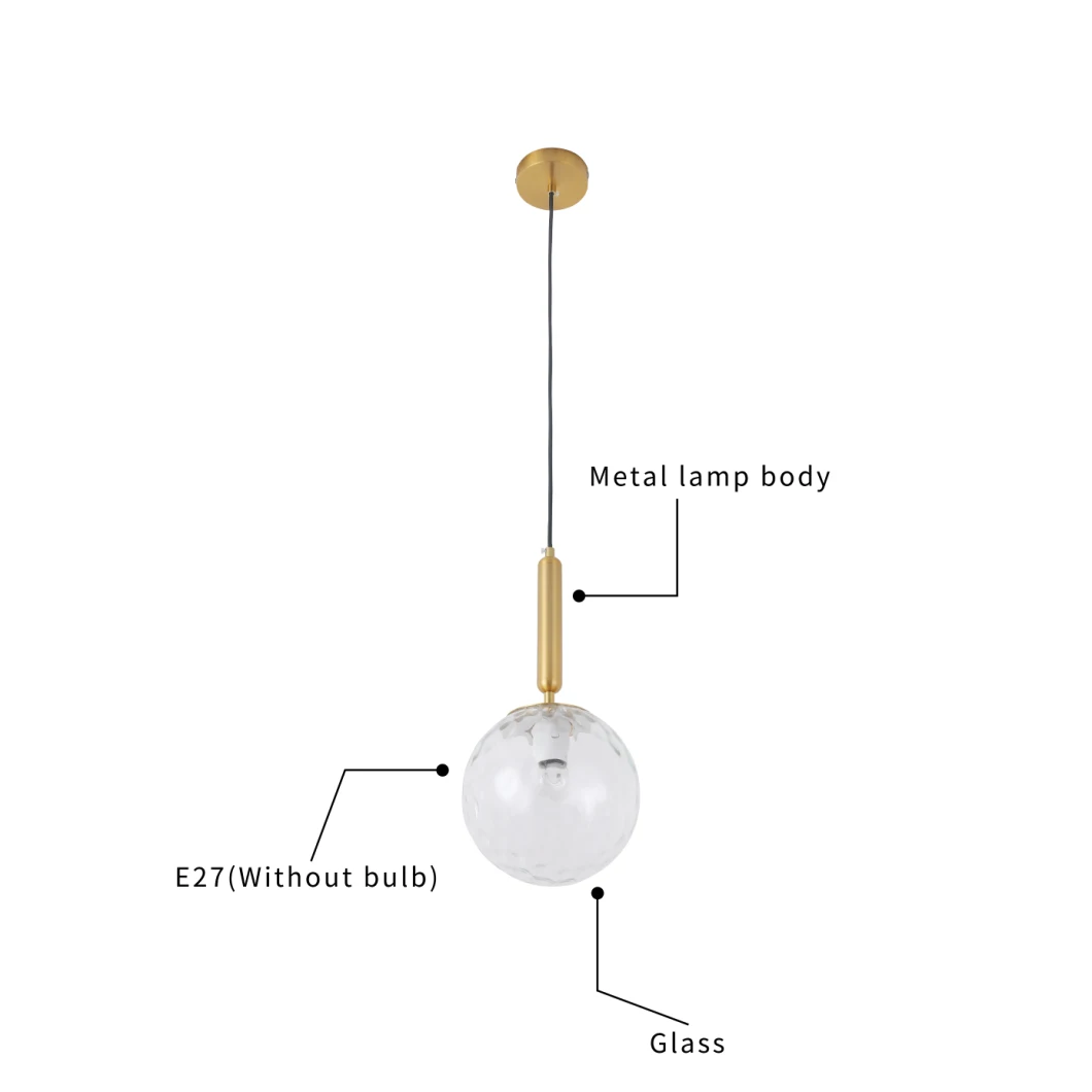 How Bright Transparent E27 Single Ball Glass Shade Industrial Pendant Lamp