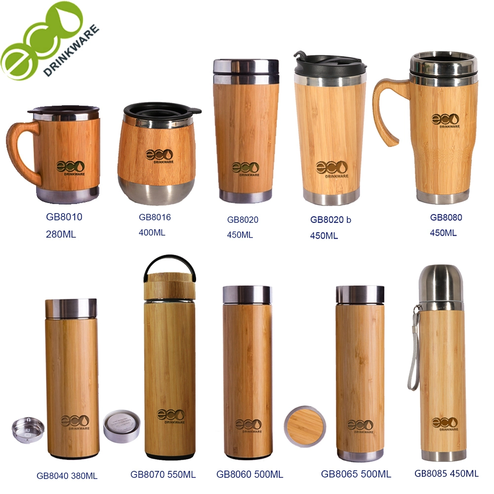 GB8060 500ml China Wholesale Bamboo Tumbler Stainless Steel Vacuum Flask Bamboo Coffee Mugs Bamboo Cup