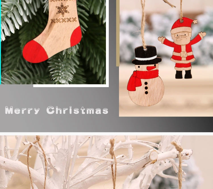 Christmas Painted Wooden Small Pendants Christmas Tree Twine Pendants Christmas Gifts