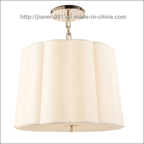 Modern Metal Gold Hanging Pendant Lamp with White Fabric Shade