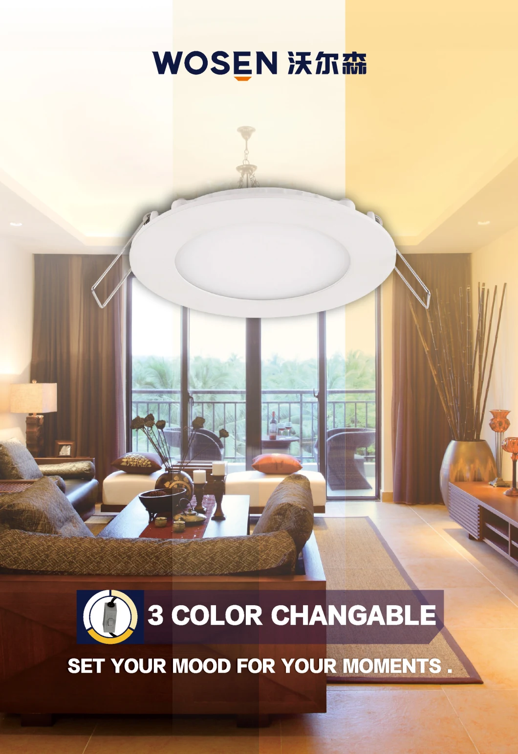 6W 12W 18W 24W 3CCT Changeable Ceiling Panel Light Surface Mounted Modern LED Ceiling Light