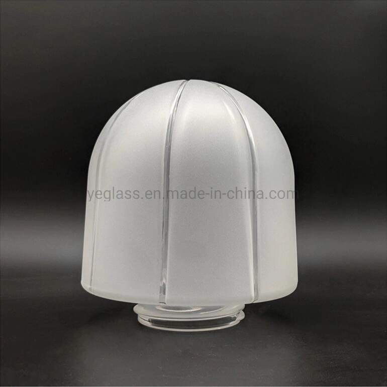 Factory Large Ribbed Desk Table Candle Stained Frosted Cone Glass Lamp Shade Wholesale