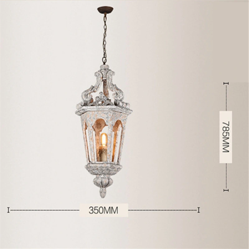 Small Wood Lantern Hanging Chandelier Light Fixtures  (WH-CI-63)