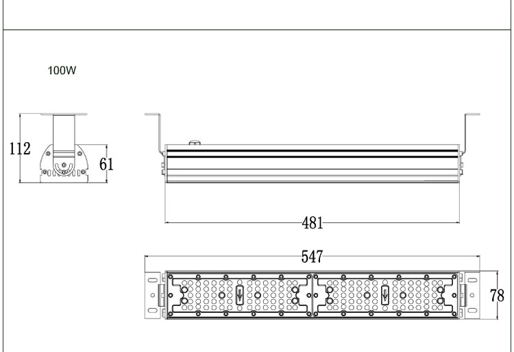 Aluminium Profile IP65 Black Down Supermarket Office Pendant Highbay LED Linear Light