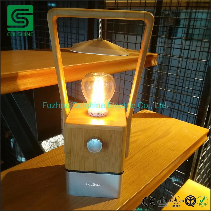 LED Bamboo Lamp Dimmable Table Lamp Bedside Light Rechargeable