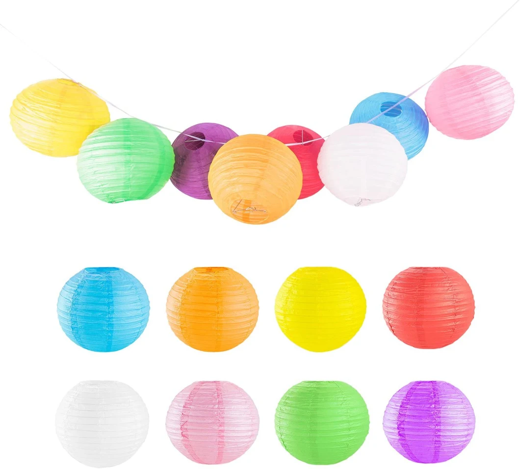 Colorful Paper Lanterns Chinese Round Paper Lantern Party Decoration