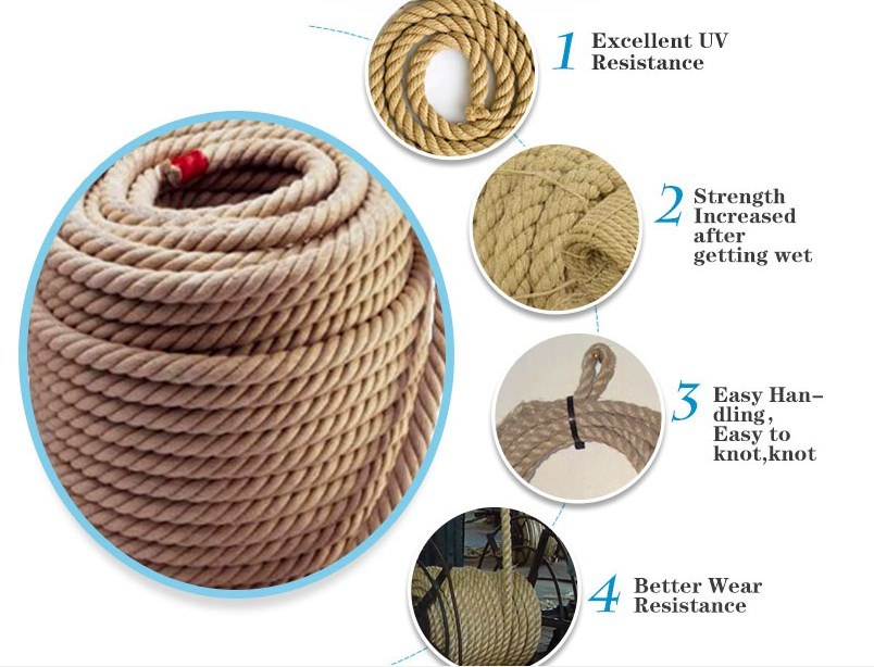 Jute Rope Hemp Rope Natural Twisted Manila Rope for Decorative, Tug of War Rope, Landscaping