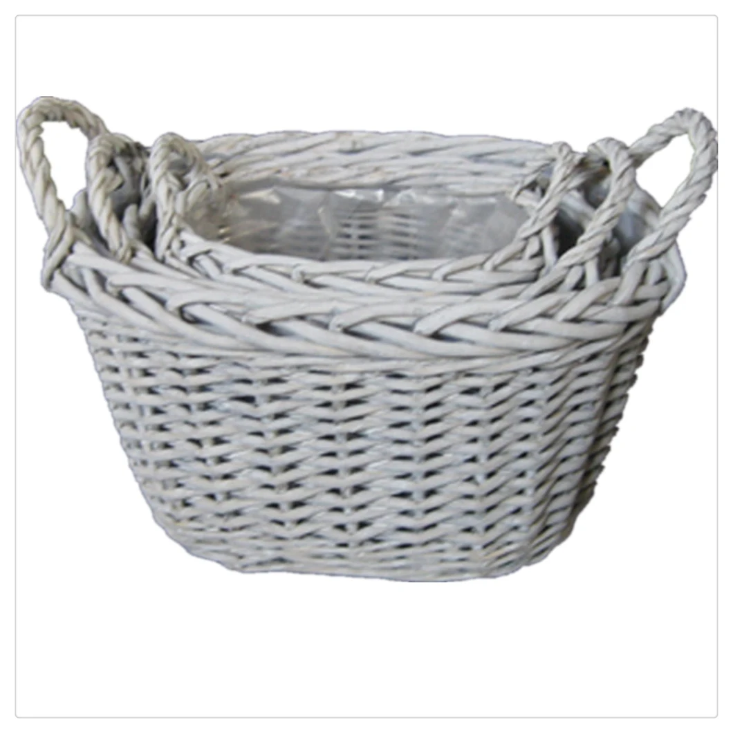 Weaved Rattan Wicker Hanging Flower Baskets for Garden