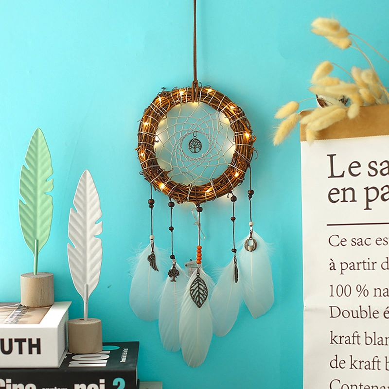 DIY Metal Feather Rattan Dream Catcher Material Bag Student Accessories Birthday Gift Garden Decoration