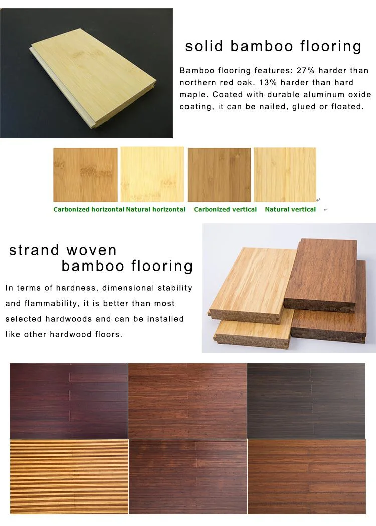 14mm Solid Bamboo Hardwood Flooring Strand Woven Bamboo Flooring