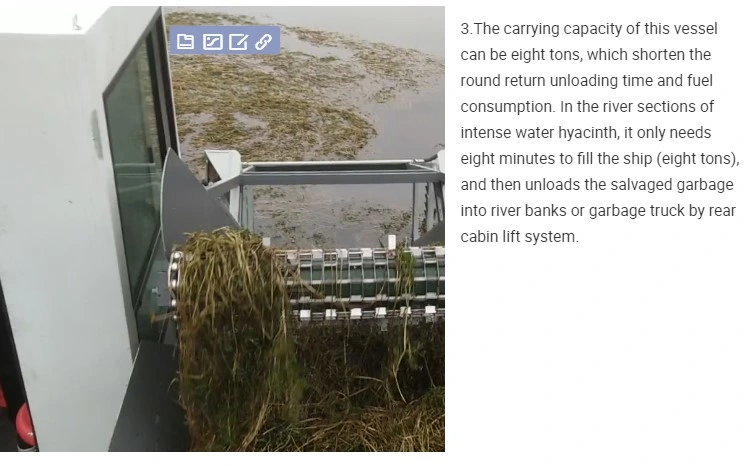 China Automatic Water Surface Cleaning Boat Water Reed Harvester Hyacinth