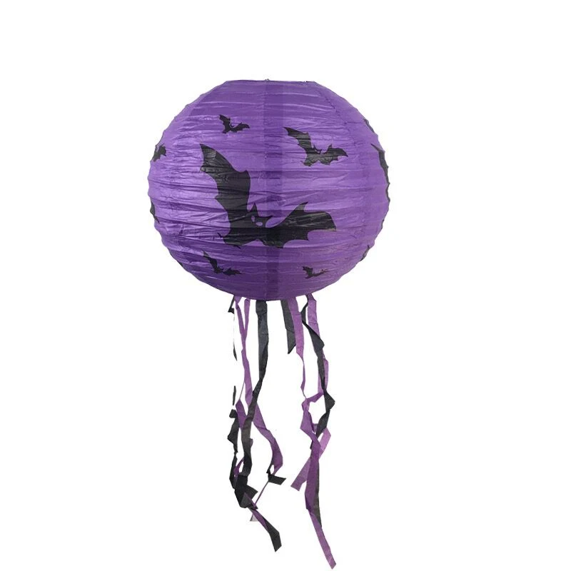 Wholesale Halloween Paper Lanterns with Its Tail Halloween Hanging Lanterns Decorative Pumpkin Lantern Spider Bat Skeleton Lantern for Halloween Party Decor