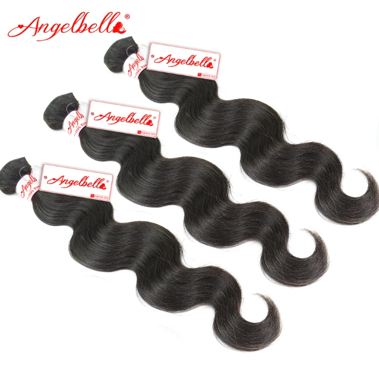 Angelbella Unprocessed Virgin Hair Weave Body Wave 1b# Accept Customized Weave Peruvian Human Hair