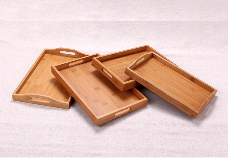 Ecofriendly Bamboo Wooden Tray Woven Bamboo Serving Trays Cheap Wholesale Natural Tray