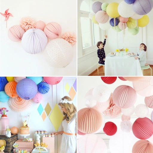 Colorful Paper Lanterns Chinese Round Paper Lantern Party Decoration