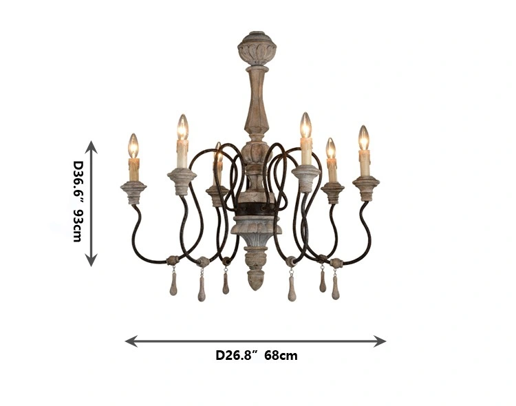 Mango Wood Chandelier  Classic Wooden and Iron Chandelier (WH-CI-31)