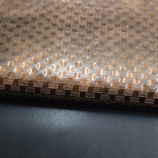 Basket Weave Textured PU Leather Artificial Leather for Bag and Shoe Materials