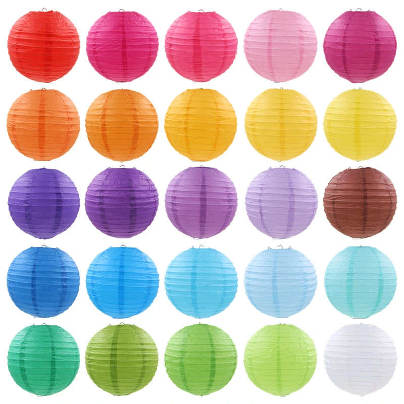 Party Decoration Colorful Round Hanging Folding Paper Lantern