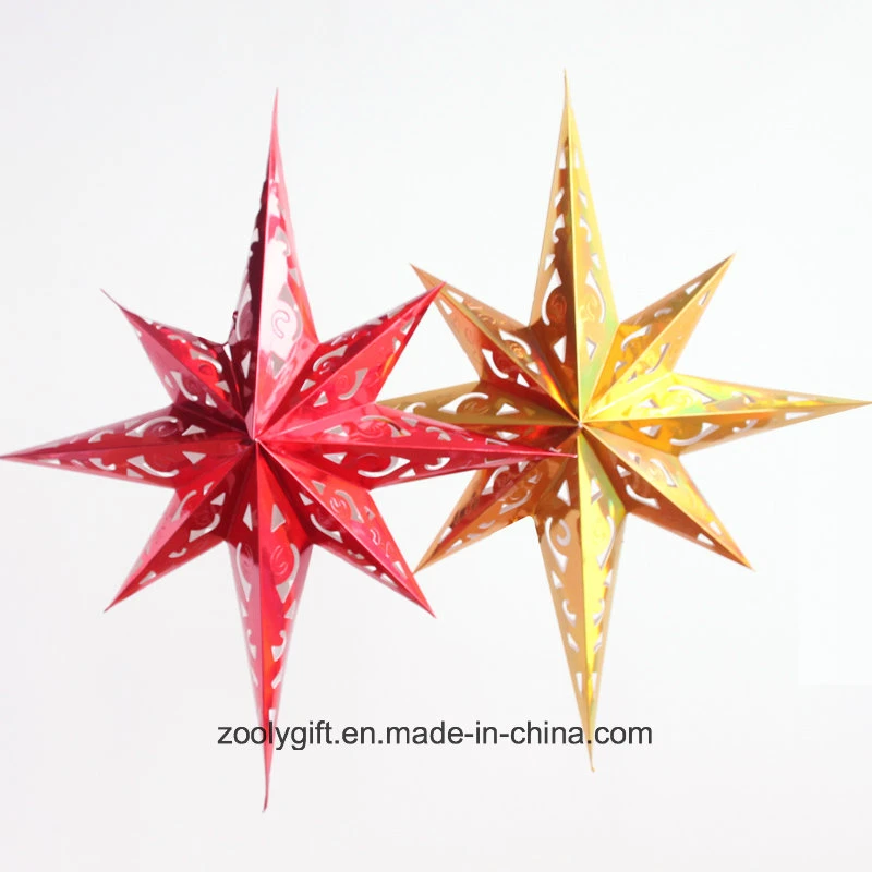 Laser Card Paper Set of Hanging Star Party Decoration / Hang Paper Christmas Holiday Octagonal Star Lanterns