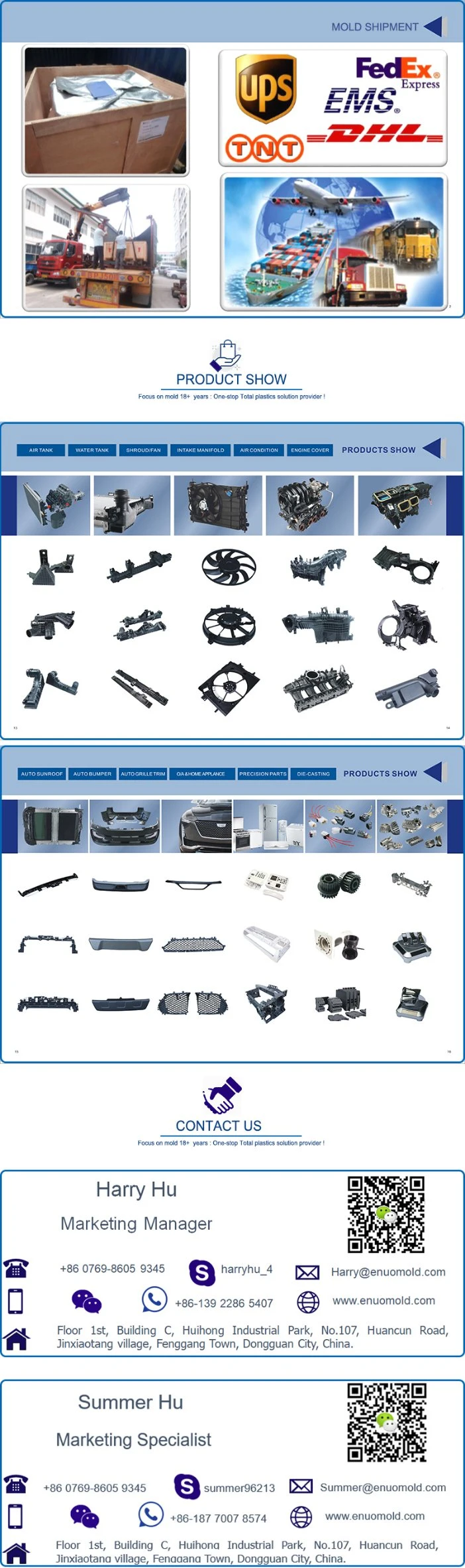 Sunroof Part Precision Plastic Injection Mold/Tooling Supplier in Dongguan