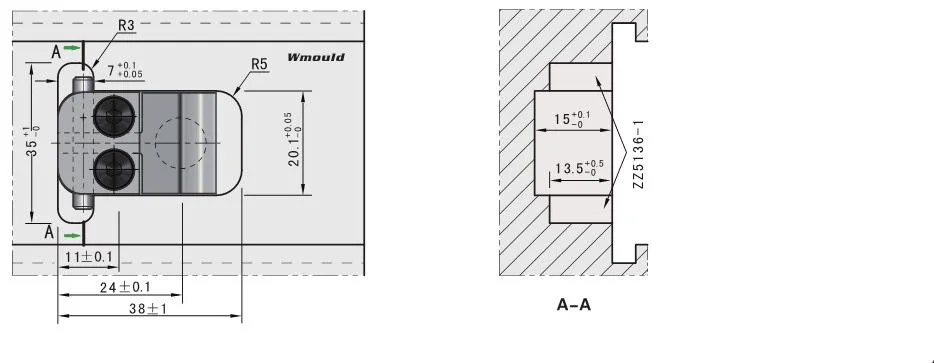 Zz5135 / Zz5136 Slide Holding Devices Slide Retainers of plastic Injection Mold Parts Slide