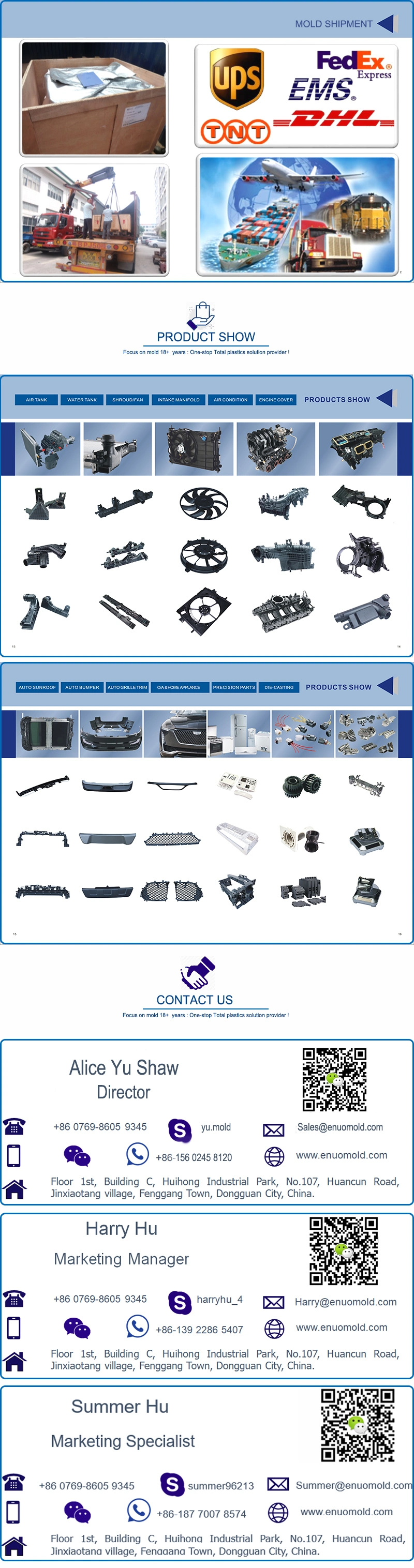 Injection Mold/Tool Truck Cover Enuo Mold Company Dongguan