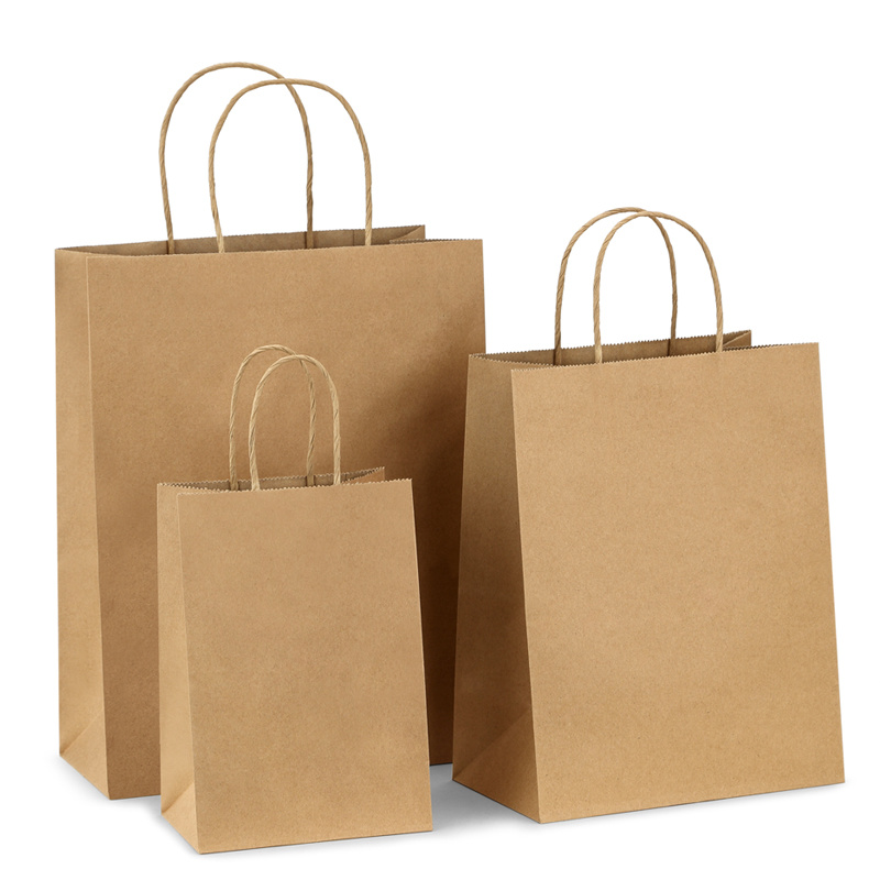 Recyclable Kraft Paper Bags, Reusable Shopping Paper Bags Logo Printed