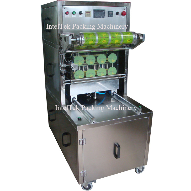 Pneumatic Plastic Film Liquid Yogurt Juice Milk Food Box/Tray /Bowl/Cup/ Container Packing Sealer Sealing Machine